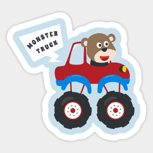 illustration of monster truck with cartoon style Sticker